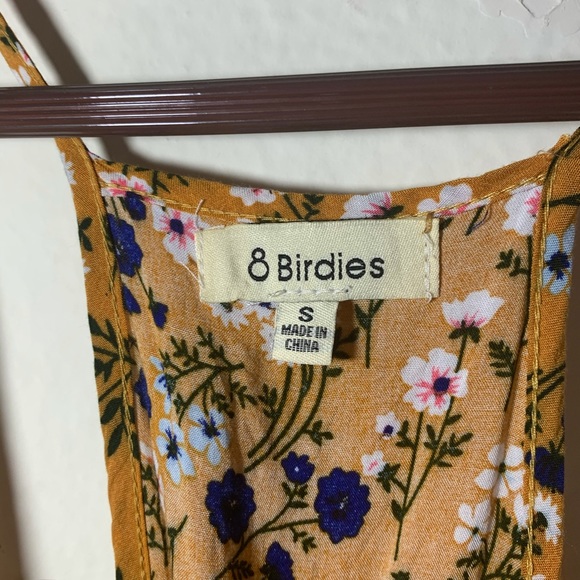 8 Birdies Romper size small yellow w/ tiny flowers - Picture 7 of 11